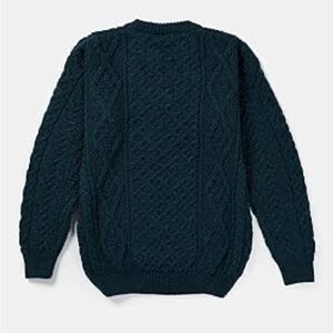 Aran Crafts Dark Teal Cable-Knit Crewneck Sweater